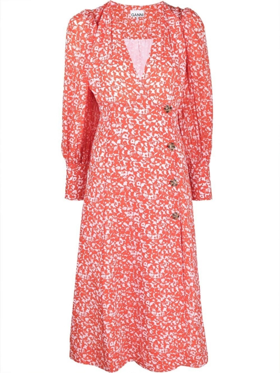 Креповое платье миди с цветочным принтом GANNI, оранжевый
Креповое платье миди с цветочным принтом GANNI, оранжевый