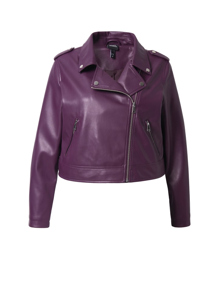 Куртка из искусственной кожи темно-сливового цвета Ulla Popken
Куртка из искусственной кожи темно-сливового цвета Ulla Popken