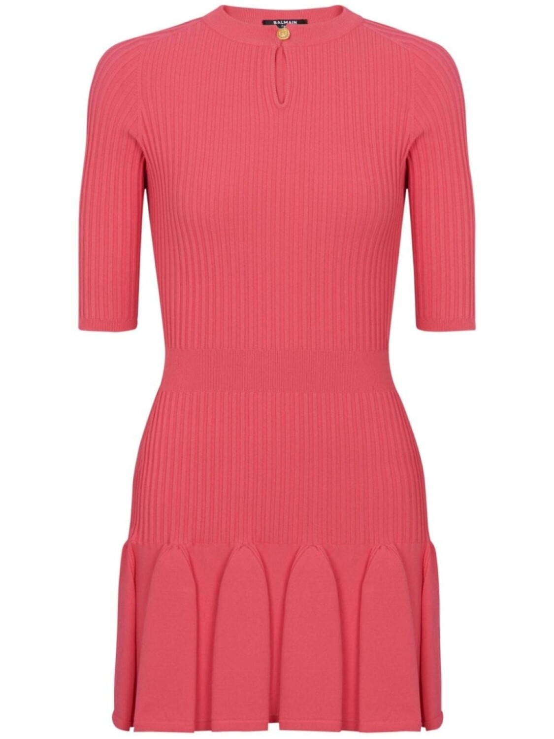 Balmain платье мини в рубчик, розовый 
Balmain платье мини в рубчик, розовый