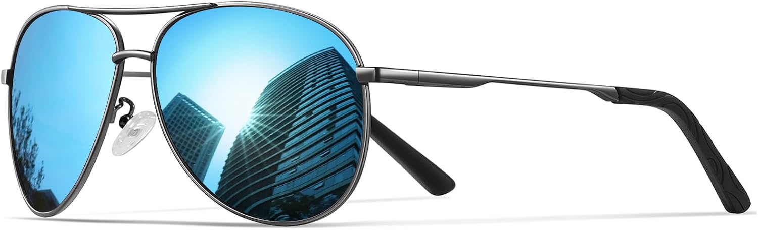 Солнцезащитные очки для мужчин, поляризованные, авиаторские, для мужчин и женщин, для рыбалки, вождения, с металлической оправой и защитой от УФ-излучения UV400 phikttu, Gun Frame Blue Lens
Солнцезащитные очки для мужчин, поляризованные, авиаторские, для мужчин и женщин, для рыбалки, вождения, с металлической оправой и защитой от УФ-излучения UV400 phikttu, Gun Frame Blue Lens