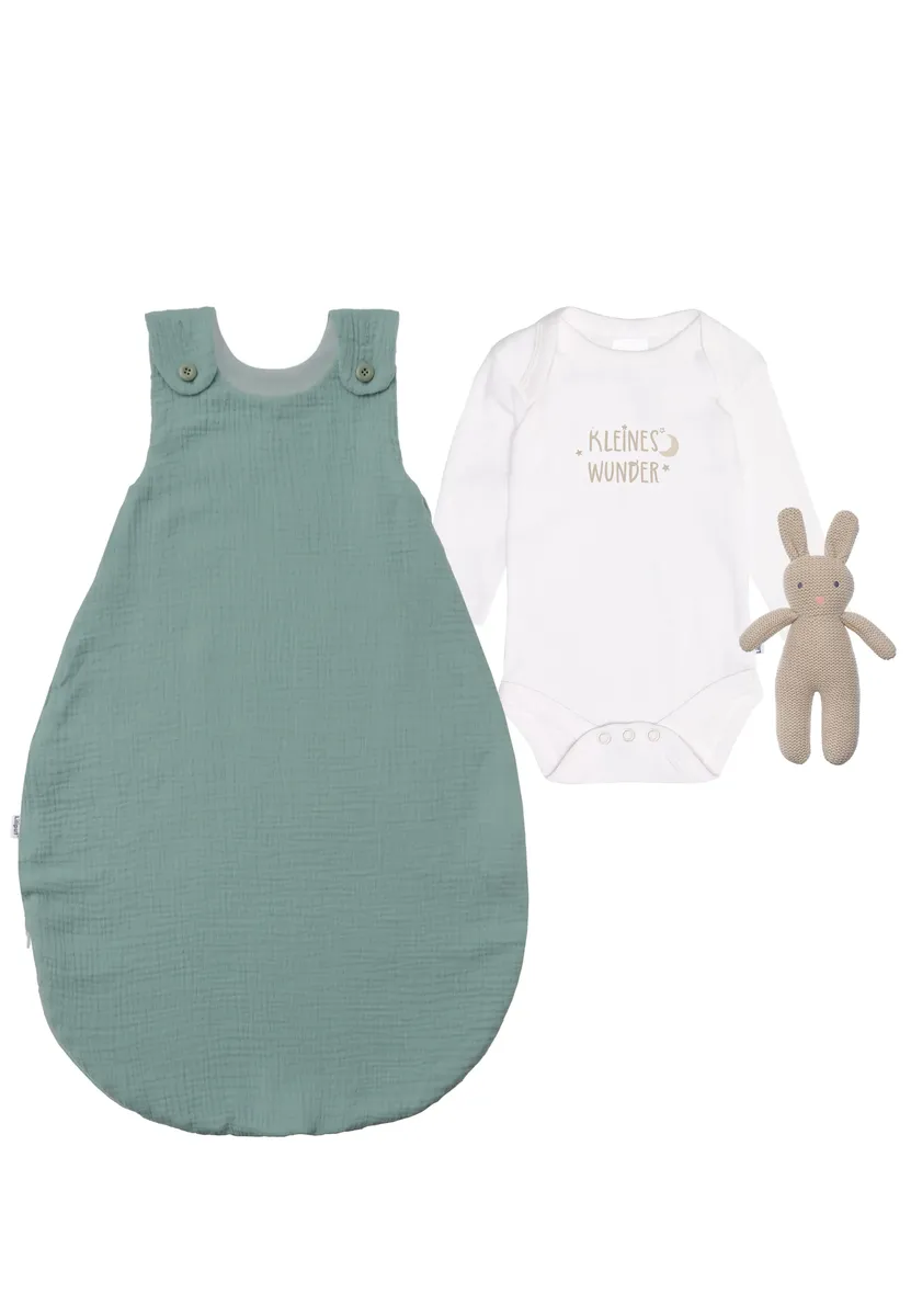 Комплект начального снаряжения Liliput "Маленькое чудо" с телом, муслиновым спальным мешком и вязаными зайками, зеленый
Комплект начального снаряжения Liliput "Маленькое чудо" с телом, муслиновым спальным мешком и вязаными зайками, зеленый