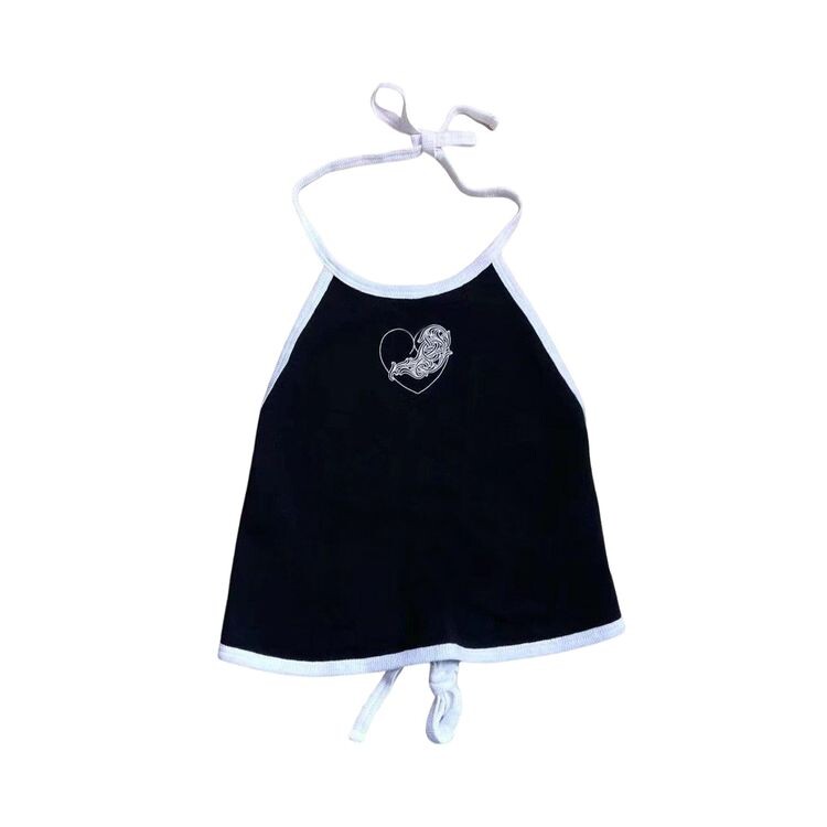 Топ Chrome Hearts Heart Halter Top Black/White, черный 
Топ Chrome Hearts Heart Halter Top Black/White, черный