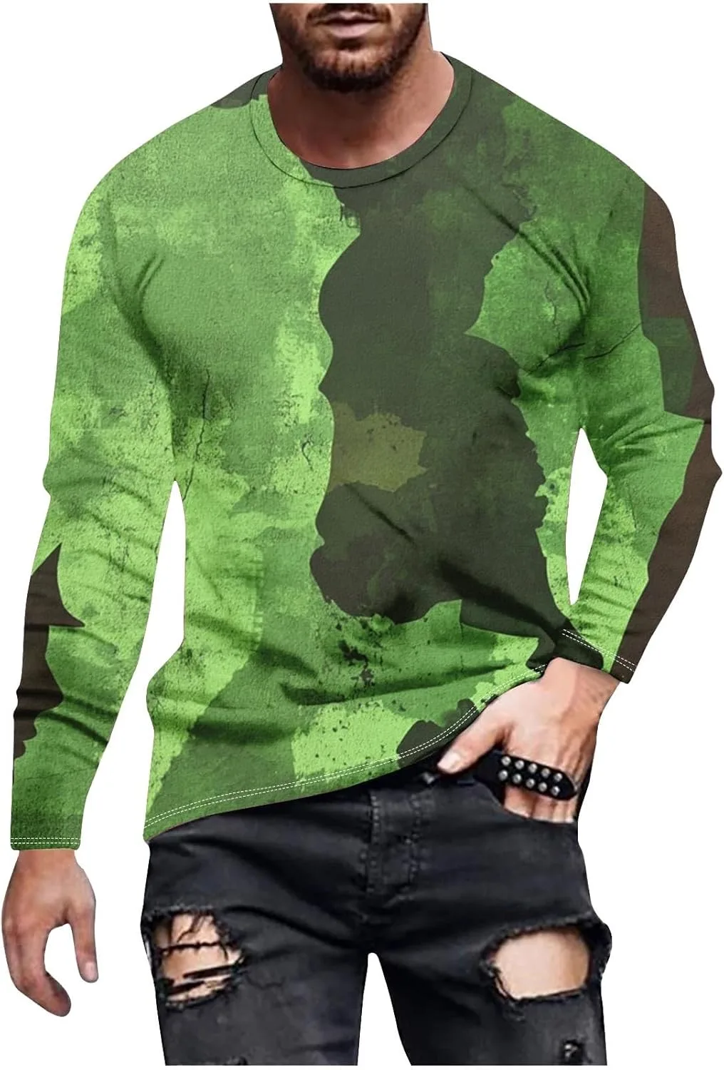 Мужская футболка с длинным рукавом Camouflage Print, Casual, Cotton, Loose Fit
Мужская футболка с длинным рукавом Camouflage Print, Casual, Cotton, Loose Fit
