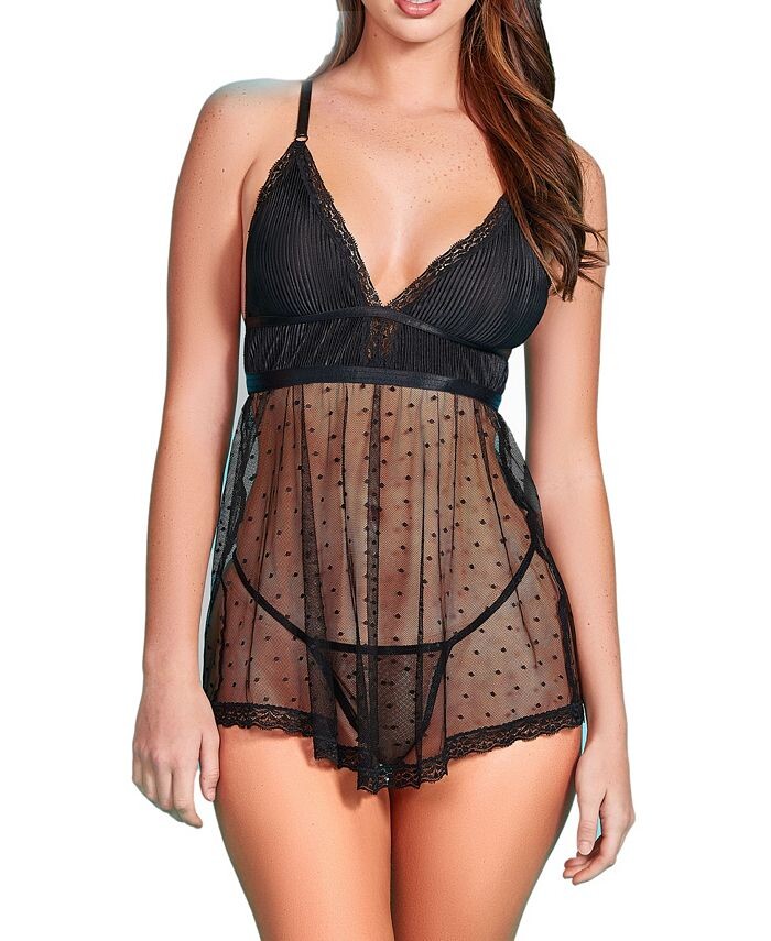 Женский комплект нижнего белья Babydoll из 2 предметов из плиссированного атласа и сетки в горошек Hauty, черный
Женский комплект нижнего белья Babydoll из 2 предметов из плиссированного атласа и сетки в горошек Hauty, черный