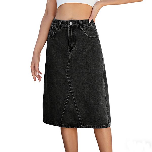 Женская джинсовая юбка миди с асимметричными карманами и высокой талией Clearflower, Black
Женская джинсовая юбка миди с асимметричными карманами и высокой талией Clearflower, Black