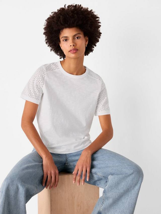 Футболка с деталями из вышивки на рукавах Whistles, White
Футболка с деталями из вышивки на рукавах Whistles, White
