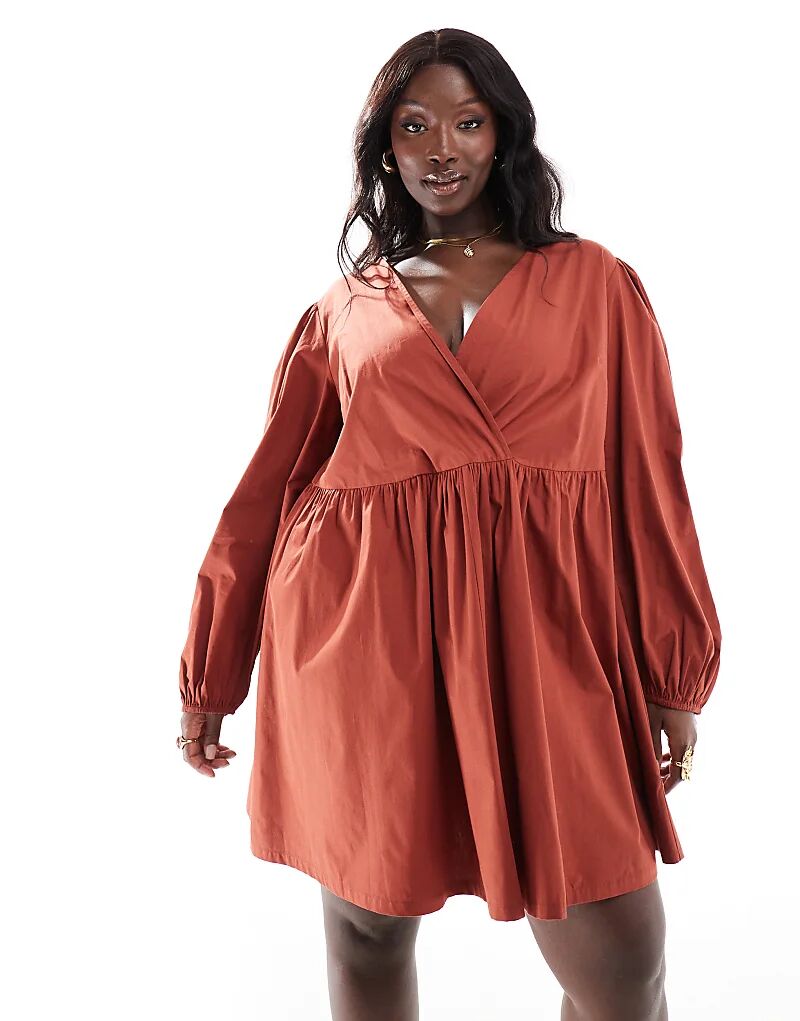 Хлопковое мини-платье с v-образным вырезом цвета ржавчины ASOS
Хлопковое мини-платье с v-образным вырезом цвета ржавчины ASOS