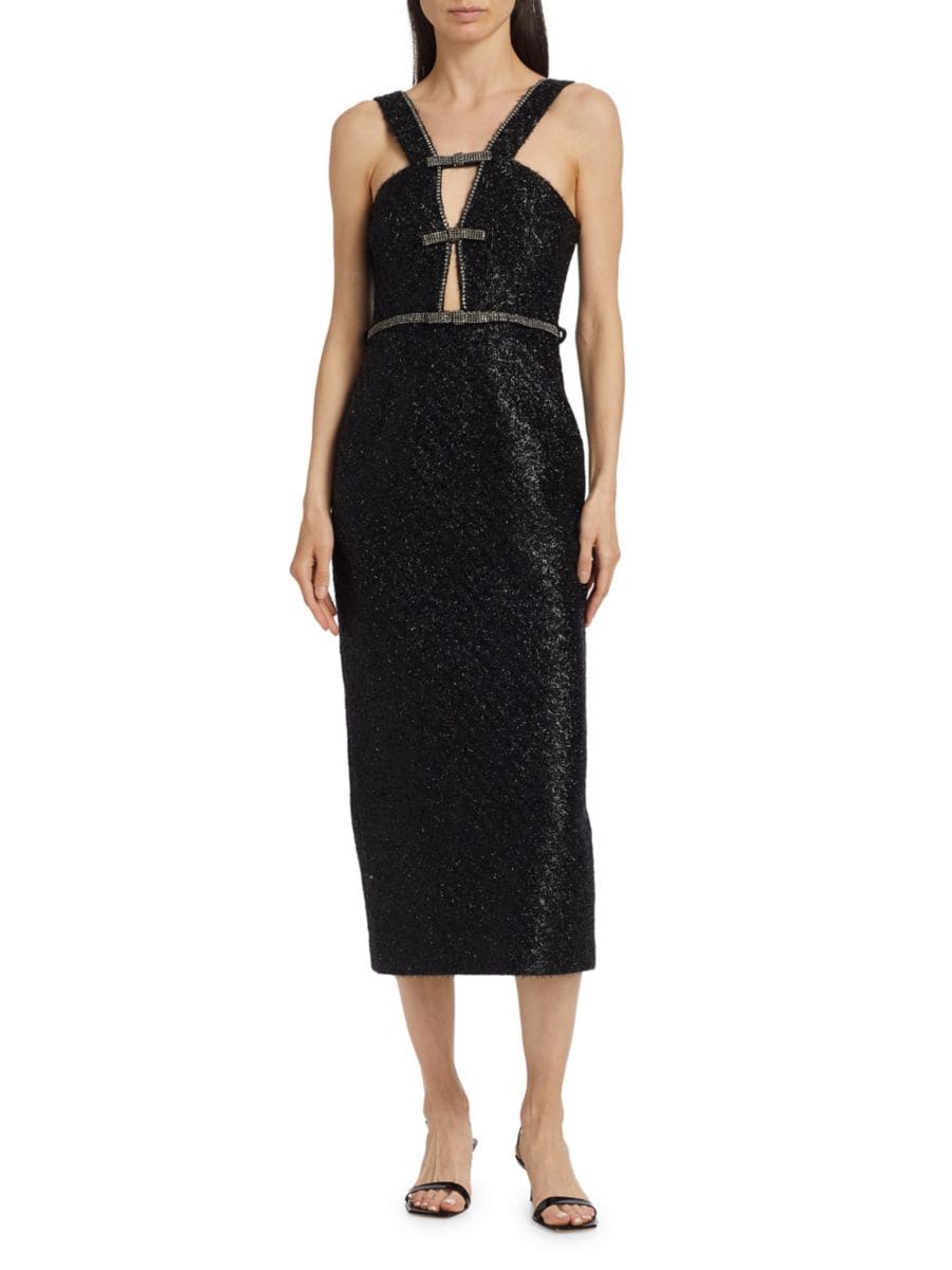 Платье миди из букле с мишурой и стразами Self-Portrait, черный
Платье миди из букле с мишурой и стразами Self-Portrait, черный