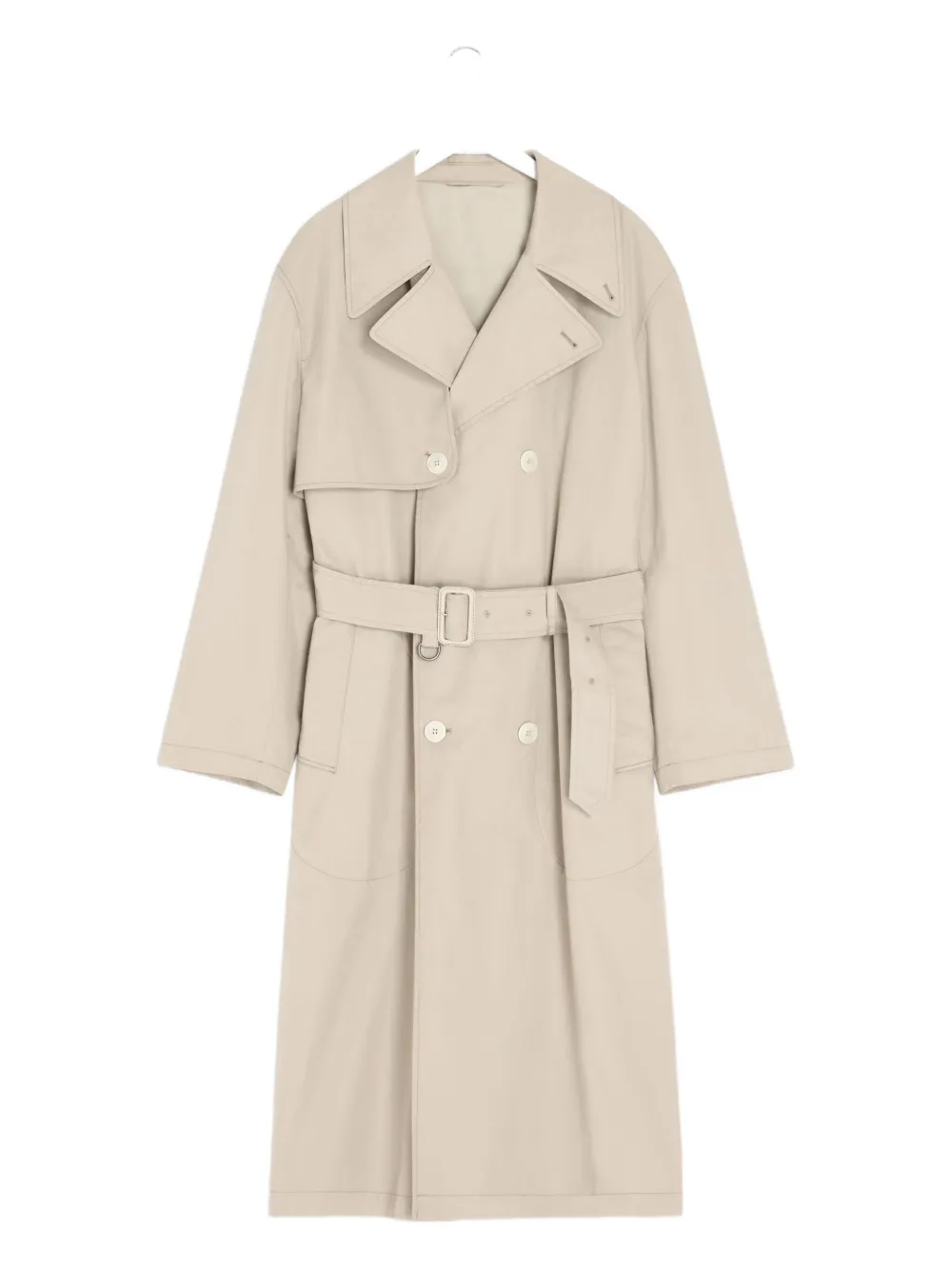 Двубортный тренч с поясом LEMAIRE, нейтральный
Двубортный тренч с поясом LEMAIRE, нейтральный