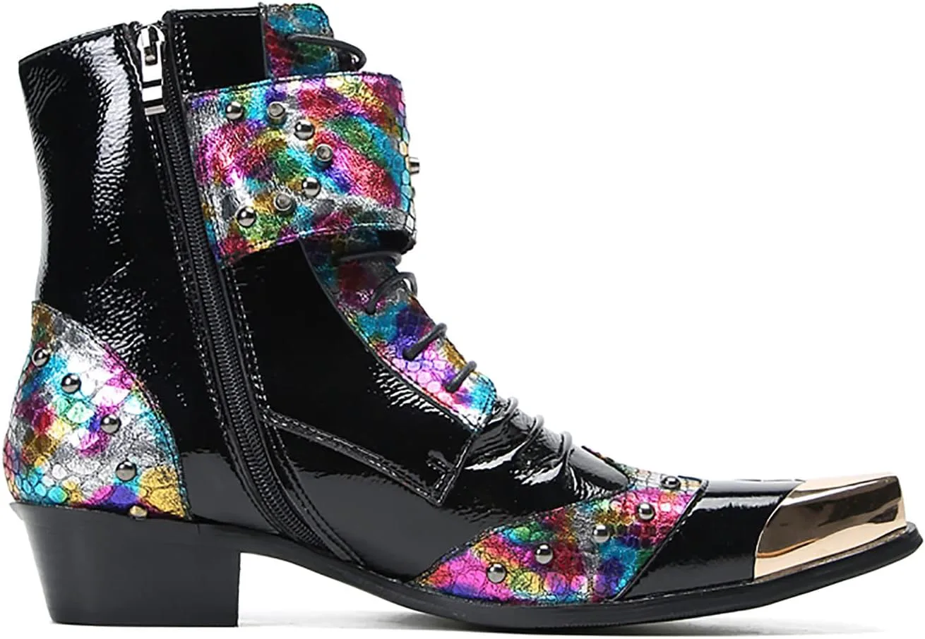 Мужские кожаные ковбойские ботинки Santimon - повседневные средние мотоциклетные ботинки с металлическим квадратным носком и пряжкой с бисером для выпускного, танцевальных баров и ночных поездок, черный
Мужские кожаные ковбойские ботинки Santimon - повседневные средние мотоциклетные ботинки с металлическим квадратным носком и пряжкой с бисером для выпускного, танцевальных баров и ночных поездок, черный