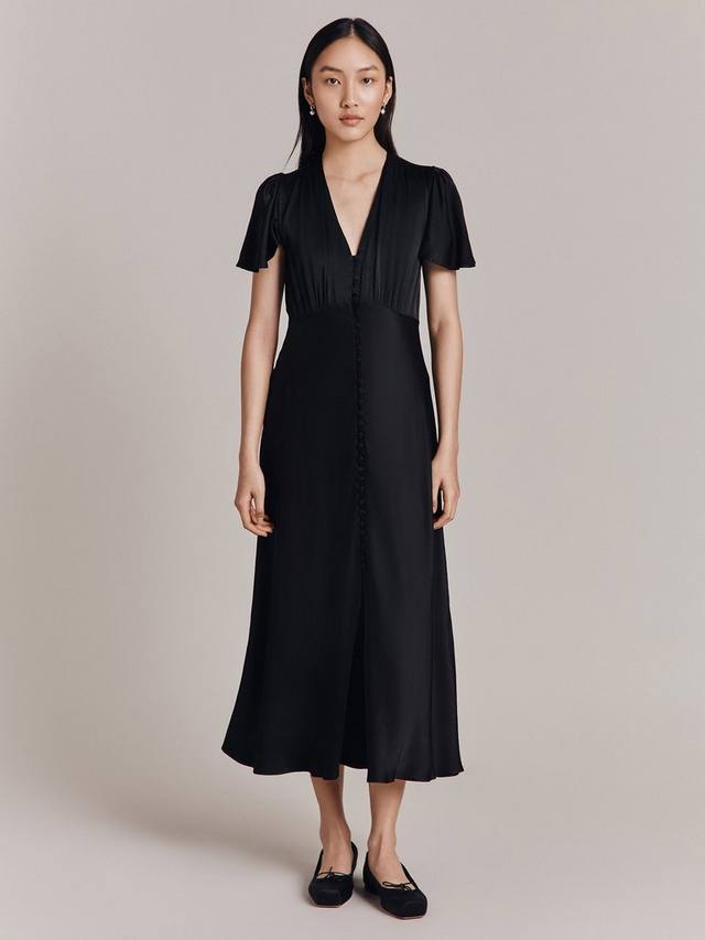 Изящное атласное платье миди косого кроя Ghost, черный
Изящное атласное платье миди косого кроя Ghost, черный