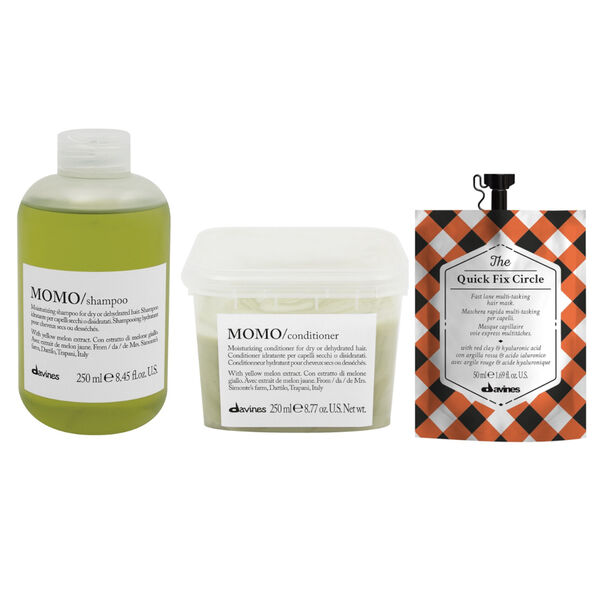 Набор: увлажнение волос: шампунь, 250 мл + кондиционер, 250 мл + маска, 50 мл Davines Momo and quick fix
Набор: увлажнение волос: шампунь, 250 мл + кондиционер, 250 мл + маска, 50 мл Davines Momo and quick fix