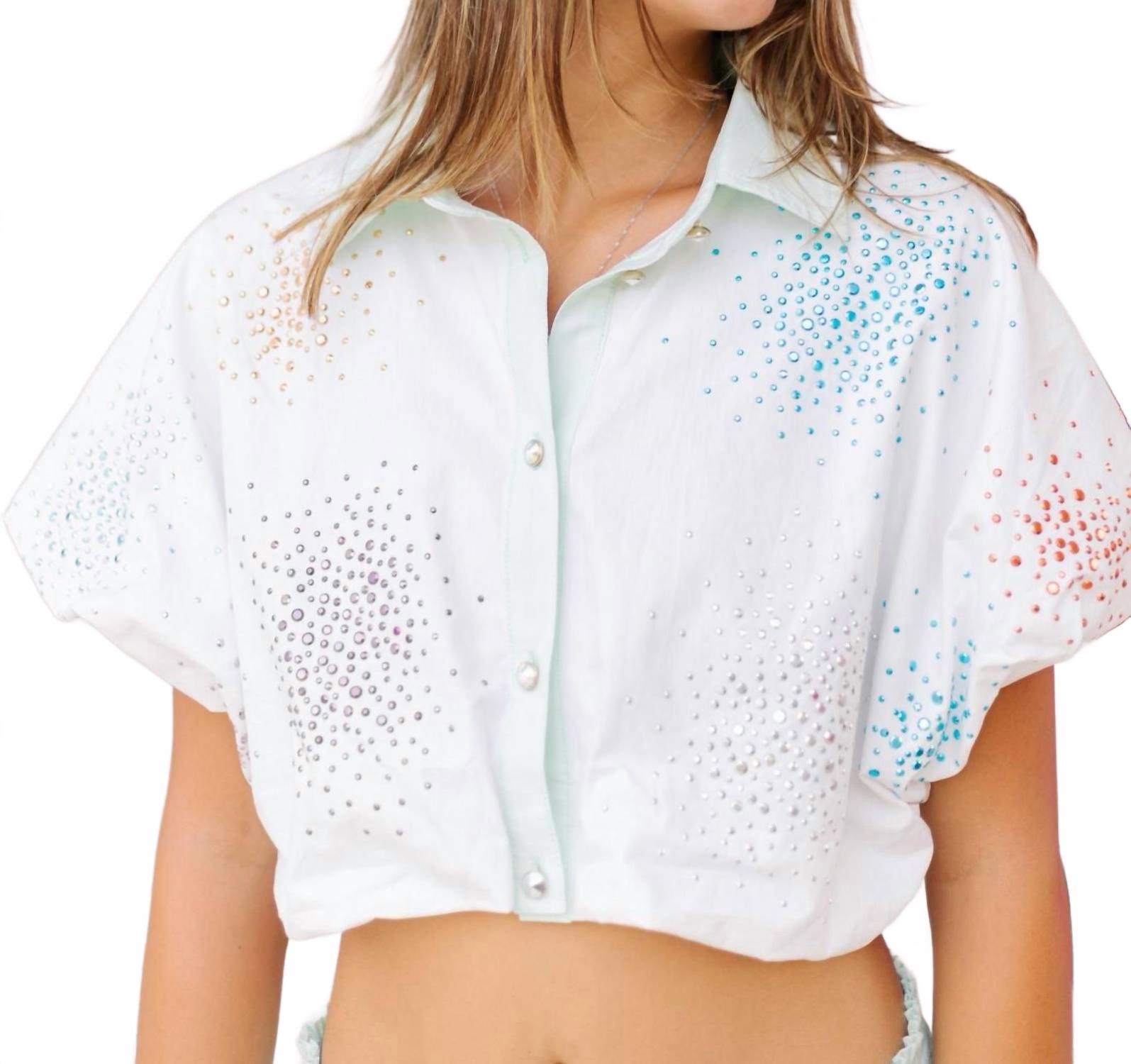 Кластерный пузырьковый топ в белом мульти QUEEN OF SPARKLES
Кластерный пузырьковый топ в белом мульти QUEEN OF SPARKLES