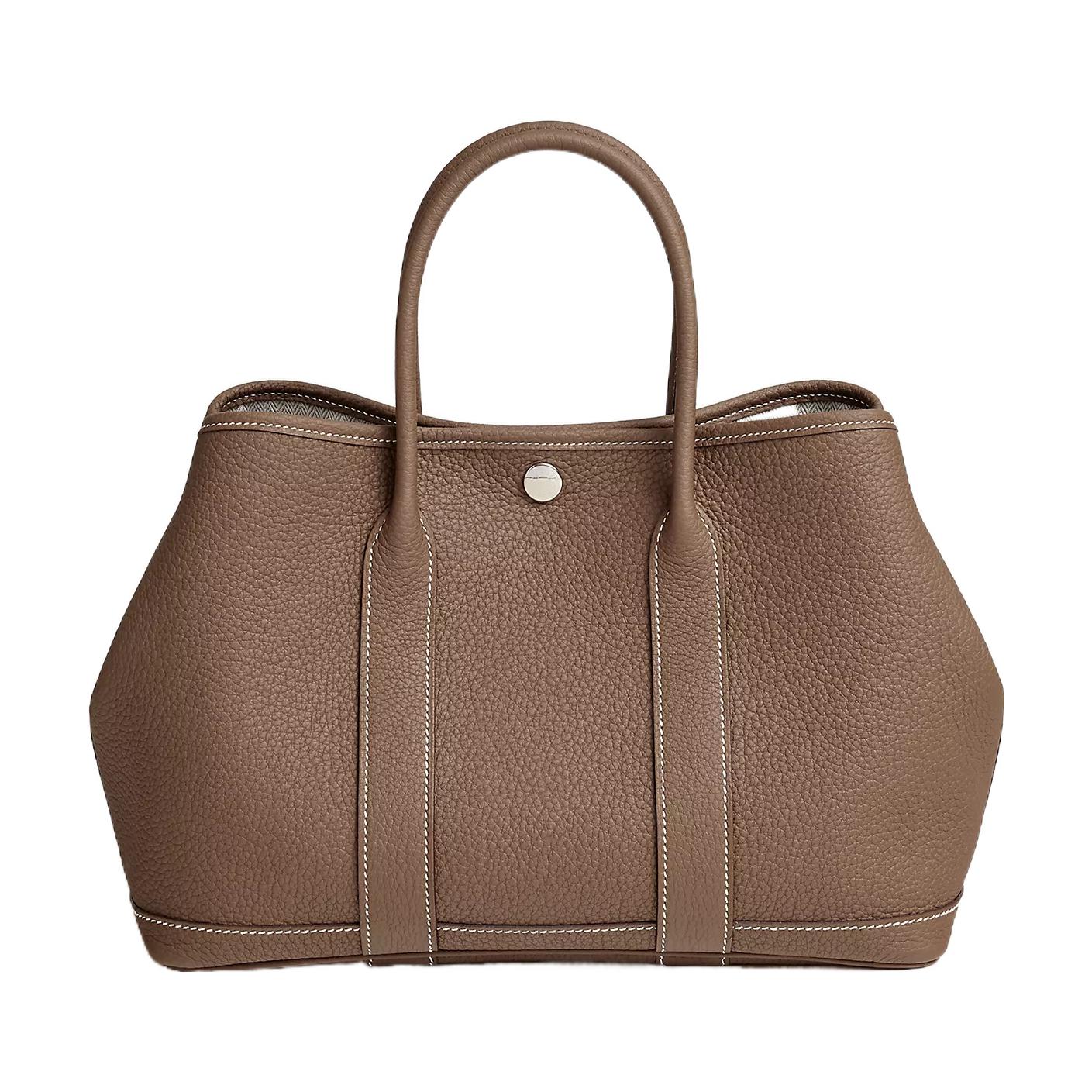 Сумка Garden Party Negonda из телячьей кожи, размер 30, унисекс, цвет 18 Etoupe, слоновая серая HERMES
Сумка Garden Party Negonda из телячьей кожи, размер 30, унисекс, цвет 18 Etoupe, слоновая серая HERMES