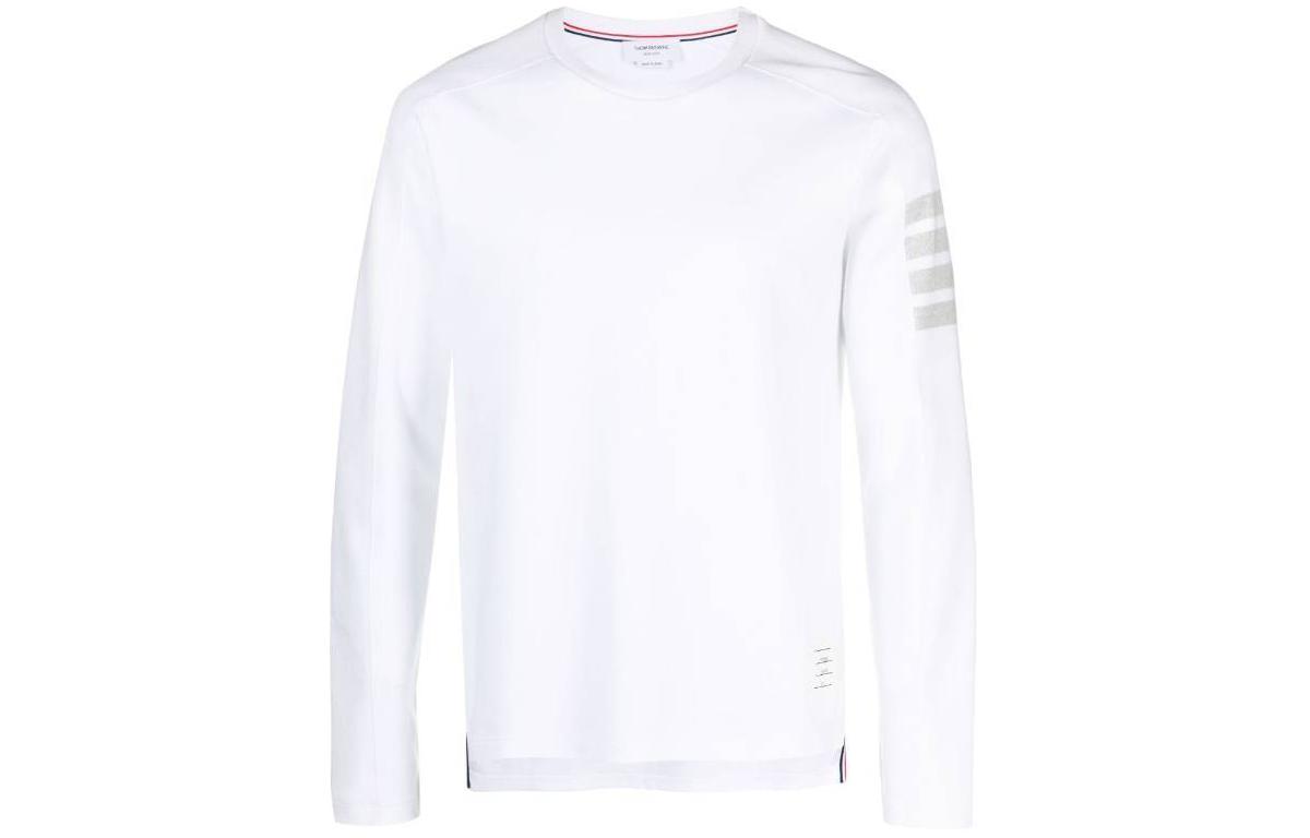 Футболка с четырьмя полосами THOM BROWNE, белая
Футболка с четырьмя полосами THOM BROWNE, белая