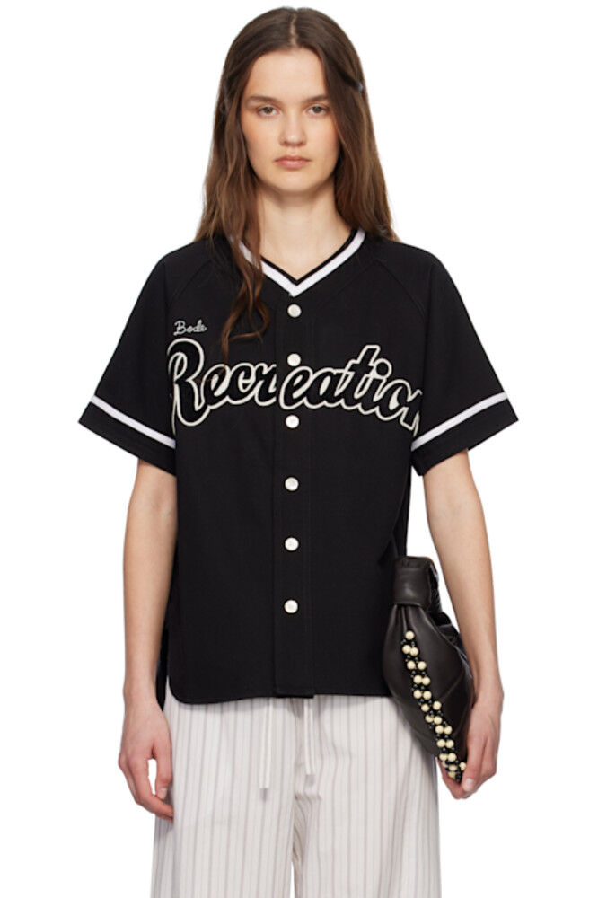 Черная бейсбольная рубашка Bode
Черная бейсбольная рубашка Bode