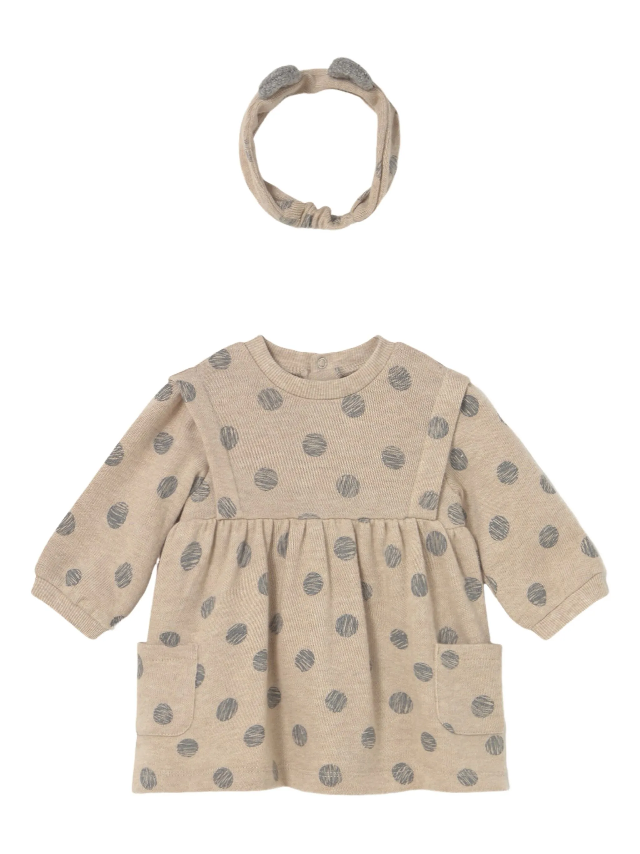 Комплект из платья и повязки на голову в горох Mayoral, бежевый
Комплект из платья и повязки на голову в горох Mayoral, бежевый