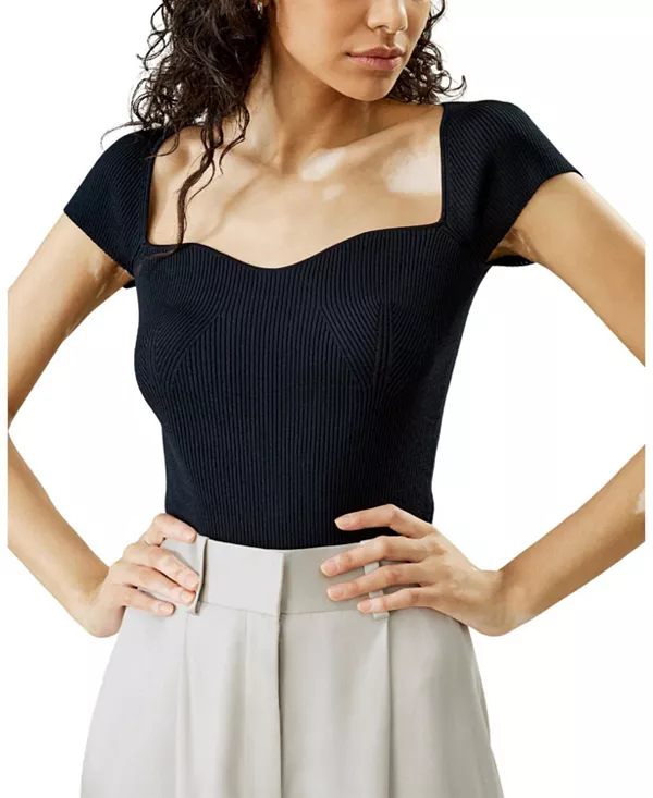 Трикотажный топ из ребристой ткани с вырезом «сердечко» Lilysilk, синий
Трикотажный топ из ребристой ткани с вырезом «сердечко» Lilysilk, синий