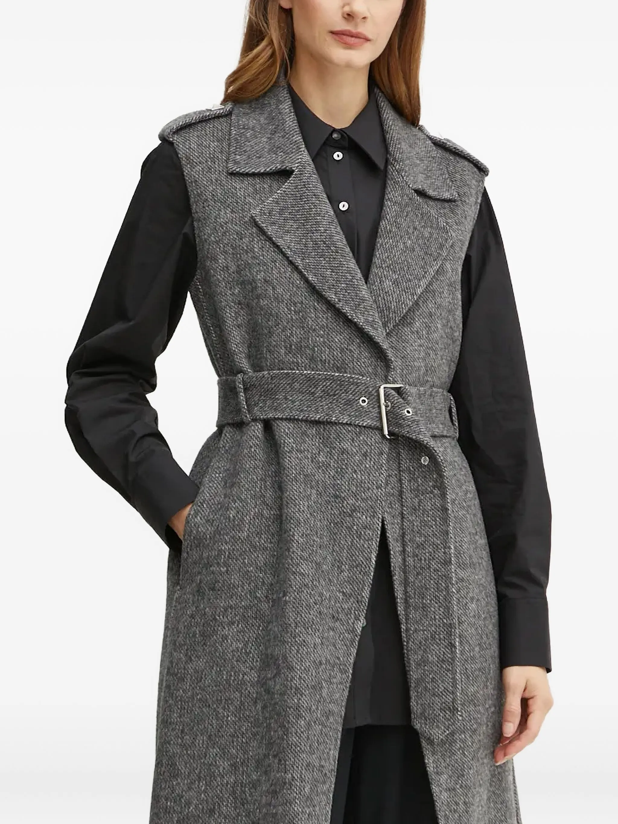 Жилет с отворотом и поясом Liu Jo, серый
Жилет с отворотом и поясом Liu Jo, серый