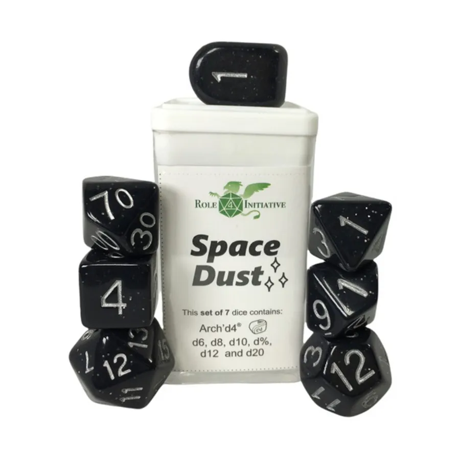 Набор Poly — космическая пыль с Arch'd4 (7), Game Dice - Opaque (Role 4 Initiative)
Набор Poly — космическая пыль с Arch'd4 (7), Game Dice - Opaque (Role 4 Initiative)