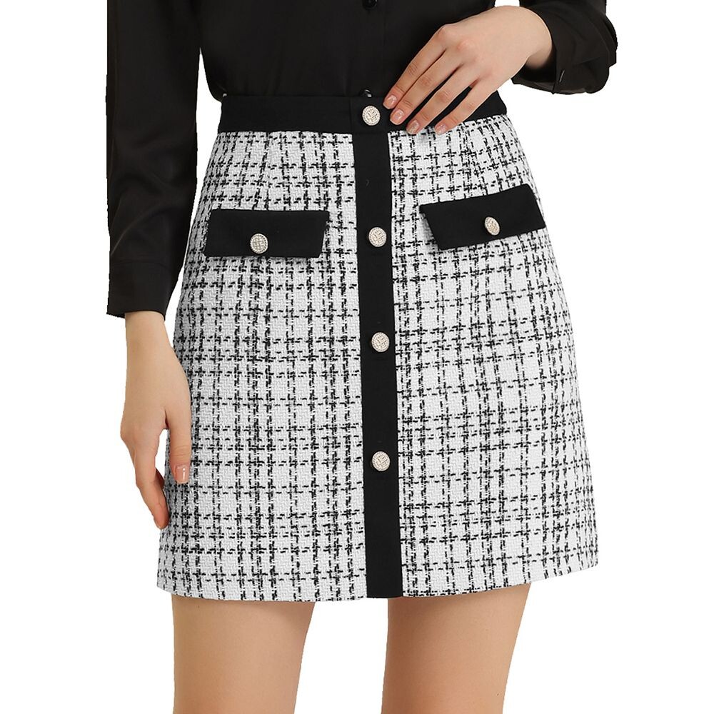 Женская клетчатая твидовая мини-юбка контрастного цвета с пуговицами и высокой талией ALLEGRA K, белый
Женская клетчатая твидовая мини-юбка контрастного цвета с пуговицами и высокой талией ALLEGRA K, белый