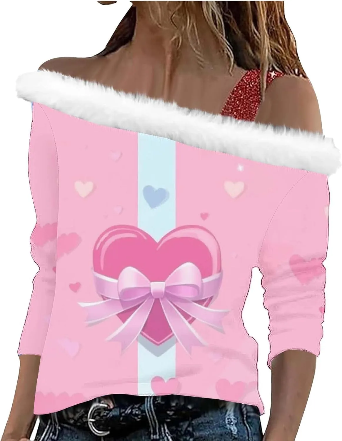 Женская футболка на День святого Валентина с открытыми плечами и длинными рукавами
Женская футболка на День святого Валентина с открытыми плечами и длинными рукавами