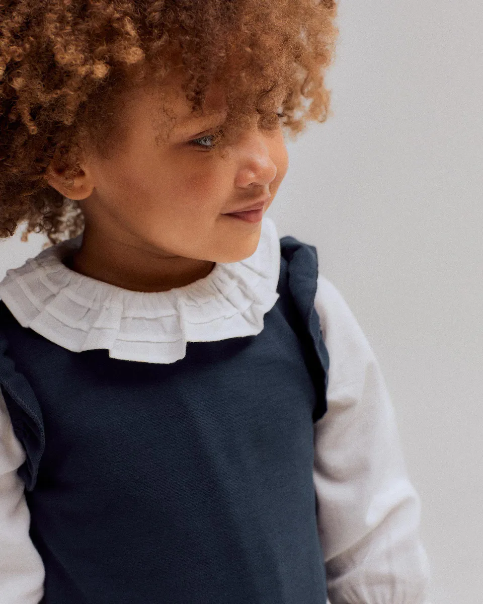 Блузка из 100% хлопка для девочки с рюшами на воротнике Zippy, белый 
Блузка из 100% хлопка для девочки с рюшами на воротнике Zippy, белый