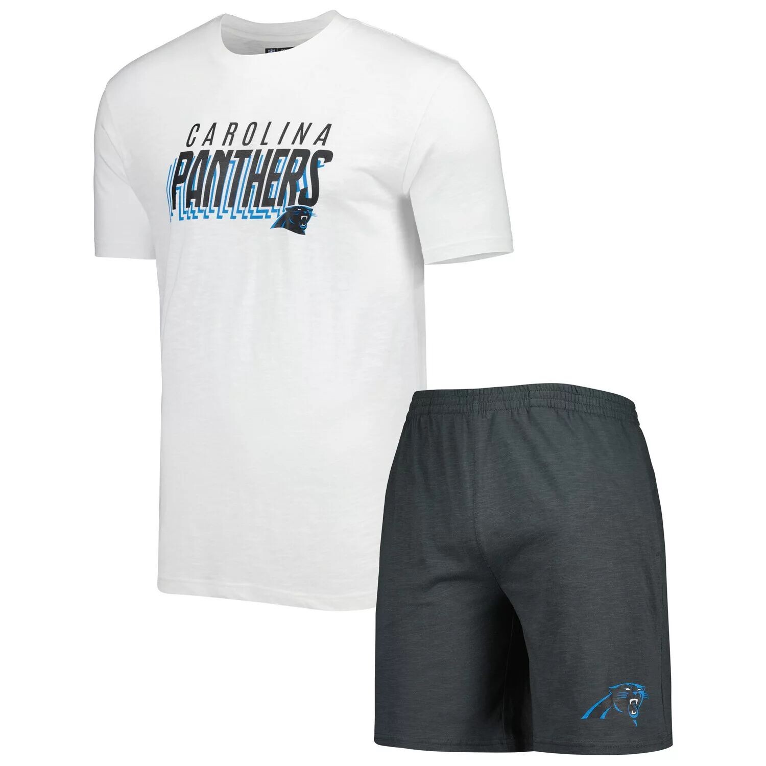 Мужская футболка и шорты для сна Concepts Sport Charcoal/White Carolina Panthers Downfield
Мужская футболка и шорты для сна Concepts Sport Charcoal/White Carolina Panthers Downfield