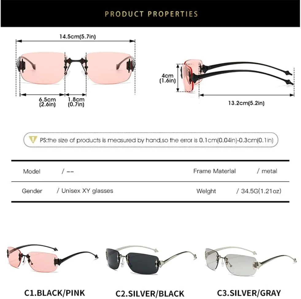 Солнцезащитные очки LVTFCO без оправы для женщин и мужчин, модные, популярные, для отдыха на природе, в стиле ретро, для вечеринок и фестивалей, Silver Blue
Солнцезащитные очки LVTFCO без оправы для женщин и мужчин, модные, популярные, для отдыха на природе, в стиле ретро, для вечеринок и фестивалей, Silver Blue