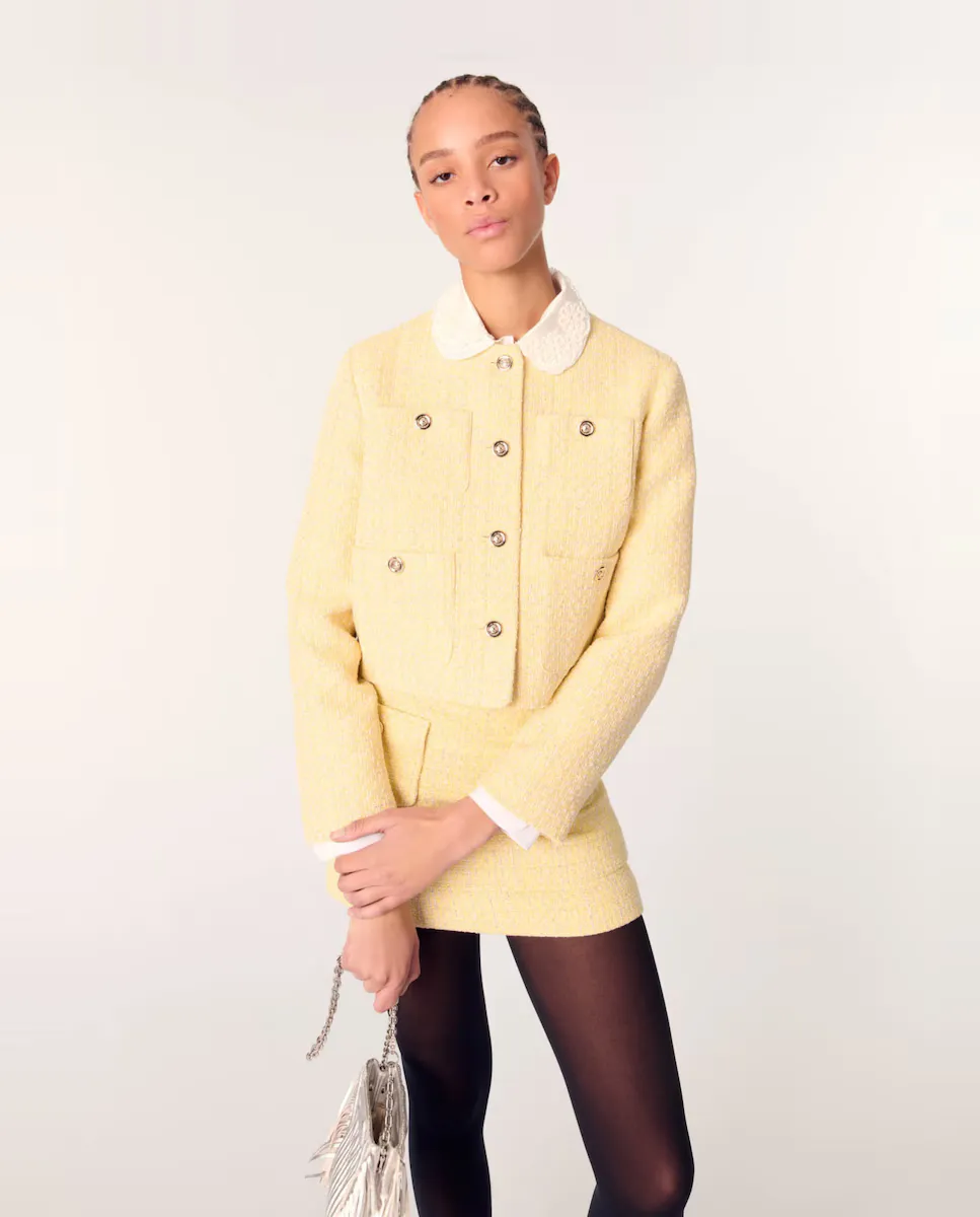 Короткий женский жакет из твида и люрекса Maje, желтый
Короткий женский жакет из твида и люрекса Maje, желтый