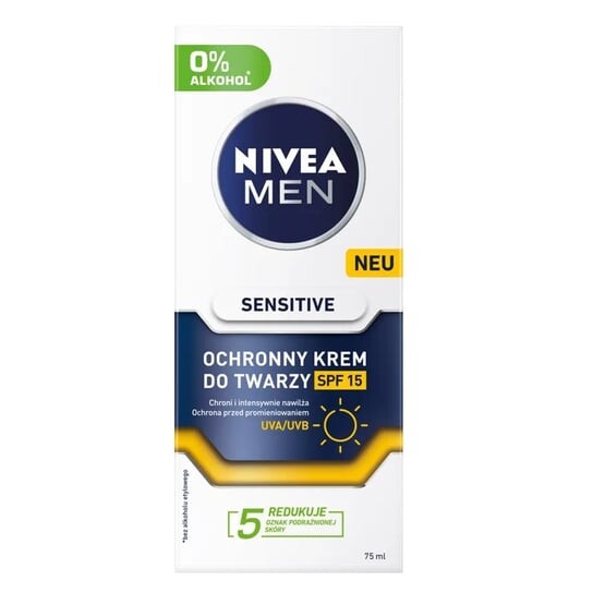 Защитный крем для лица SPF 15, 75 мл Nivea Men Sensitive
Защитный крем для лица SPF 15, 75 мл Nivea Men Sensitive
