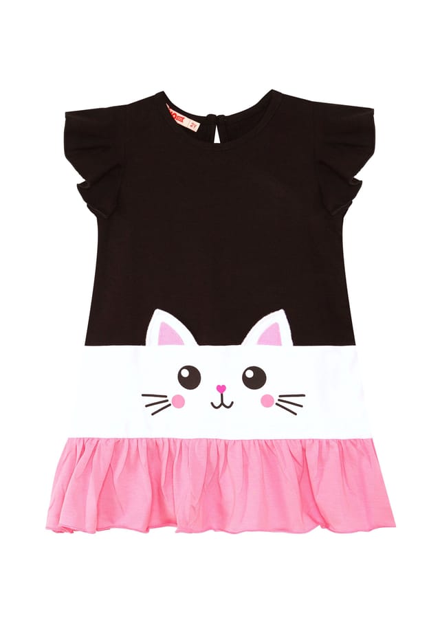 Платье-Кошка с оборками Denokids, черный
