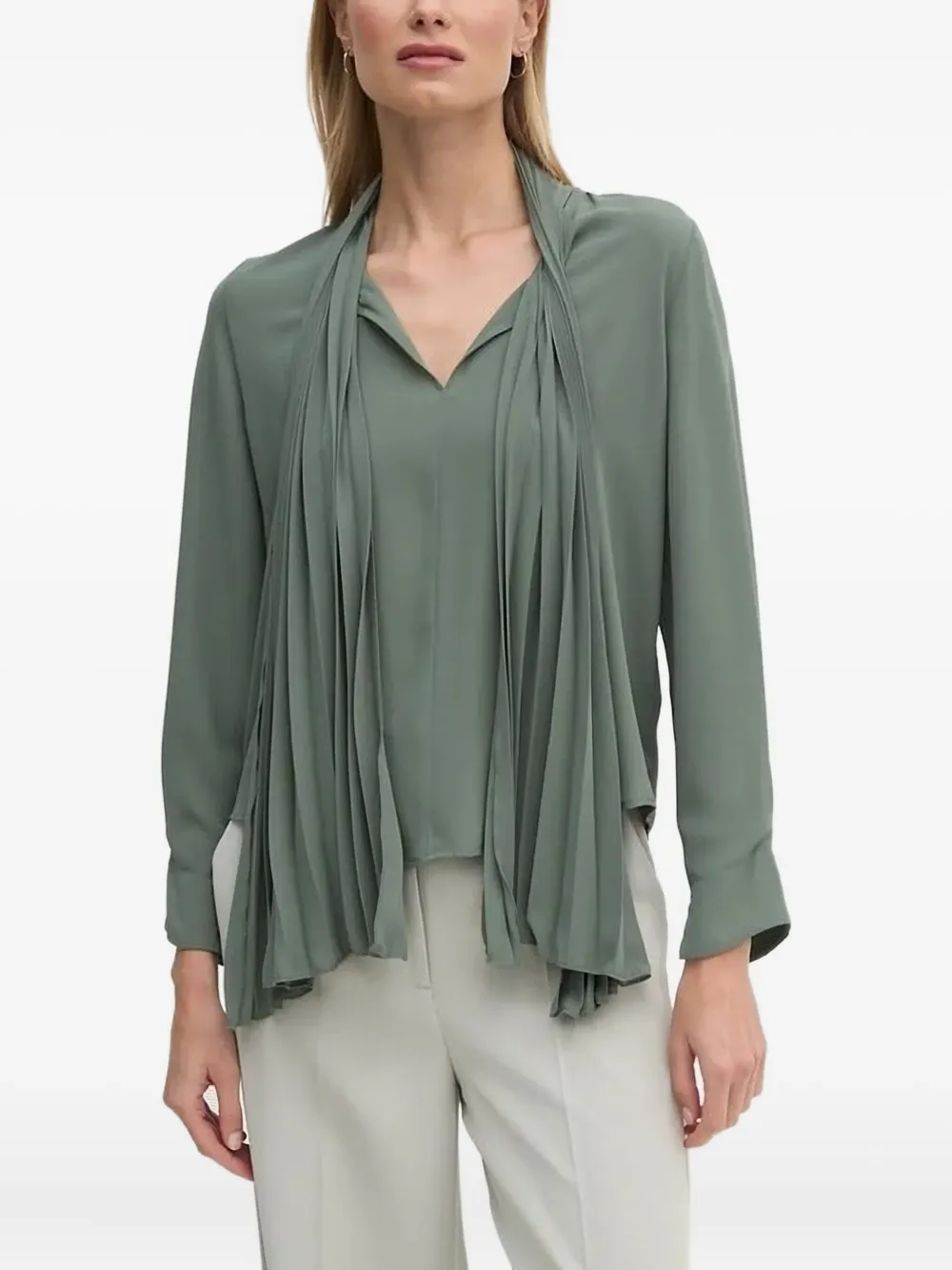 Блузка с плиссированной горловиной Sandro Ferrone, зеленый
Блузка с плиссированной горловиной Sandro Ferrone, зеленый