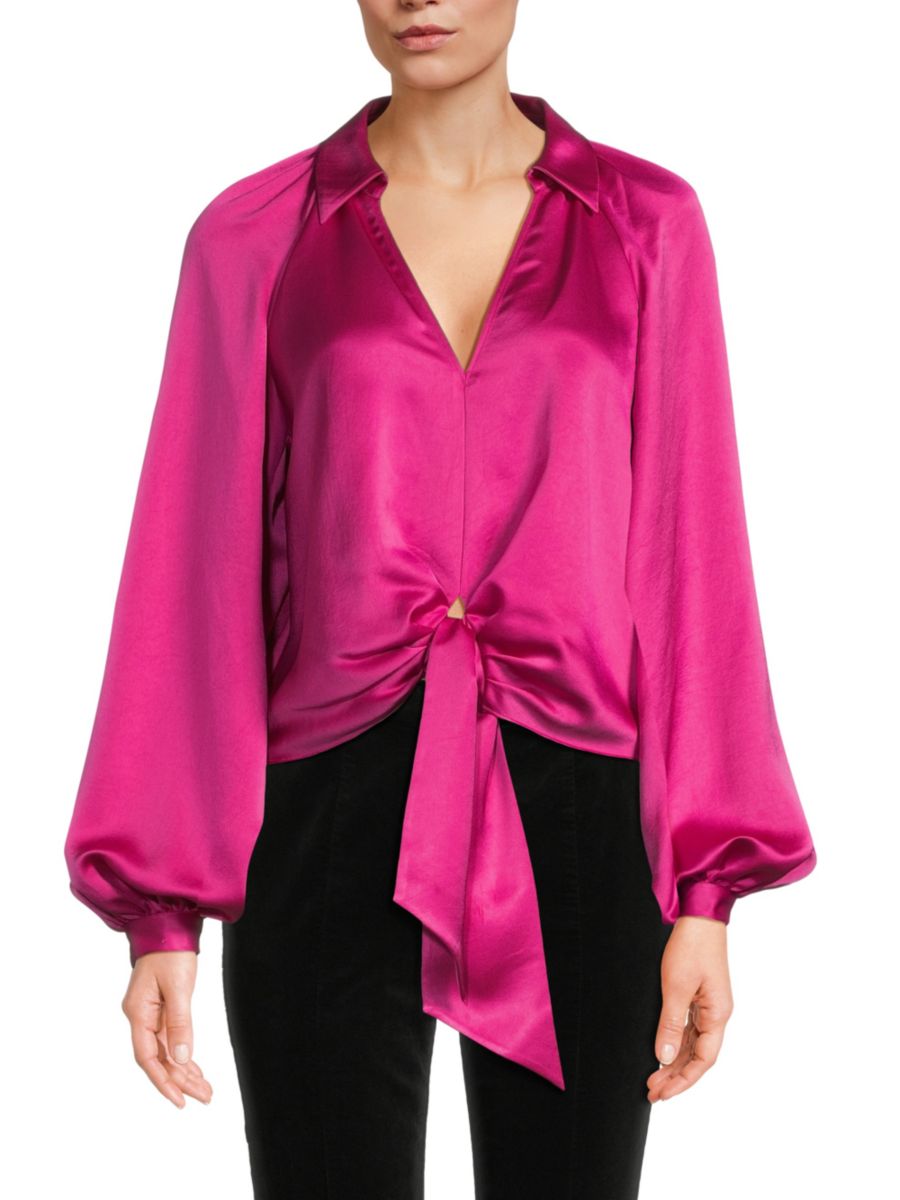 Атласная блузка с завязками спереди Ramy Brook, цвет Wild Rose
Атласная блузка с завязками спереди Ramy Brook, цвет Wild Rose