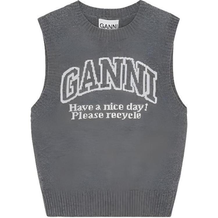 Логотип ребристый жилет GANNI, серый
Логотип ребристый жилет GANNI, серый
