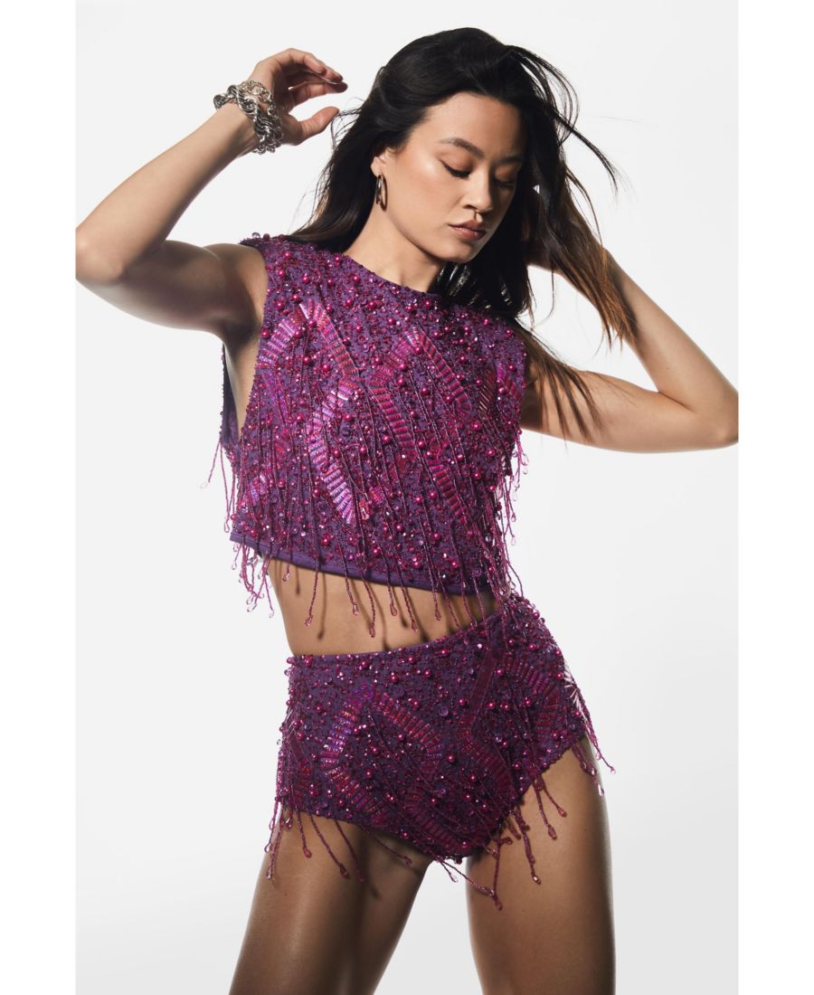 Женские короткие шорты с бахромой и бисером Nasty Gal, Magenta pink
Женские короткие шорты с бахромой и бисером Nasty Gal, Magenta pink