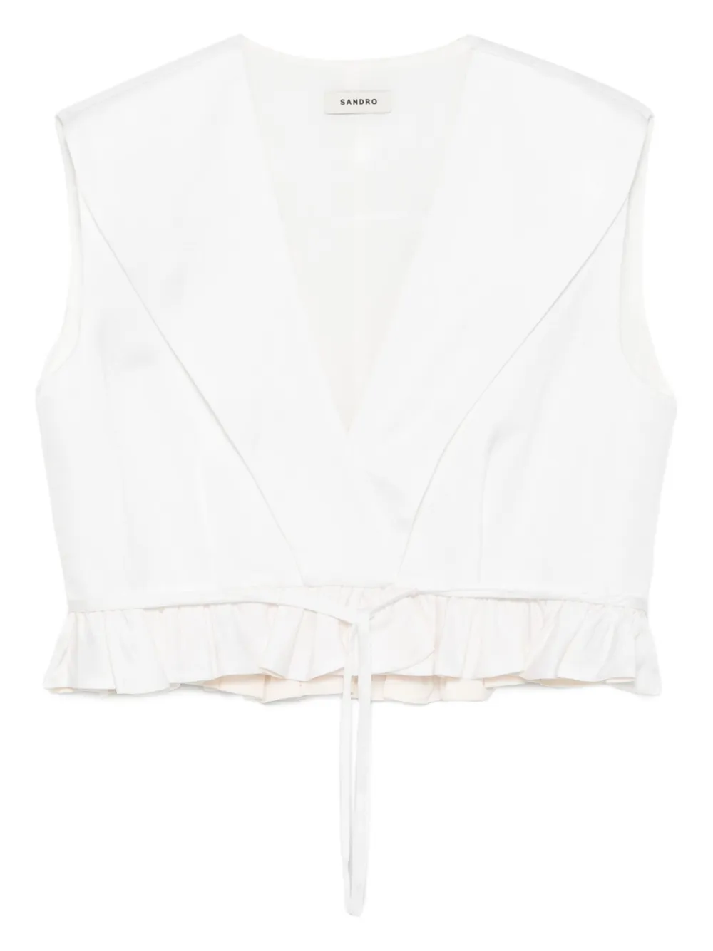Топ с V-образным вырезом и оборками SANDRO, нейтральный
Топ с V-образным вырезом и оборками SANDRO, нейтральный
