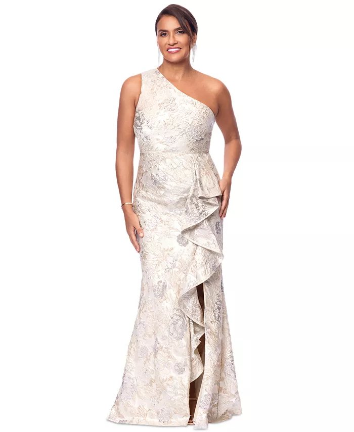 Миниатюрное платье на одно плечо из металлизированного жаккарда XSCAPE, коричневый/бежевый
Миниатюрное платье на одно плечо из металлизированного жаккарда XSCAPE, коричневый/бежевый