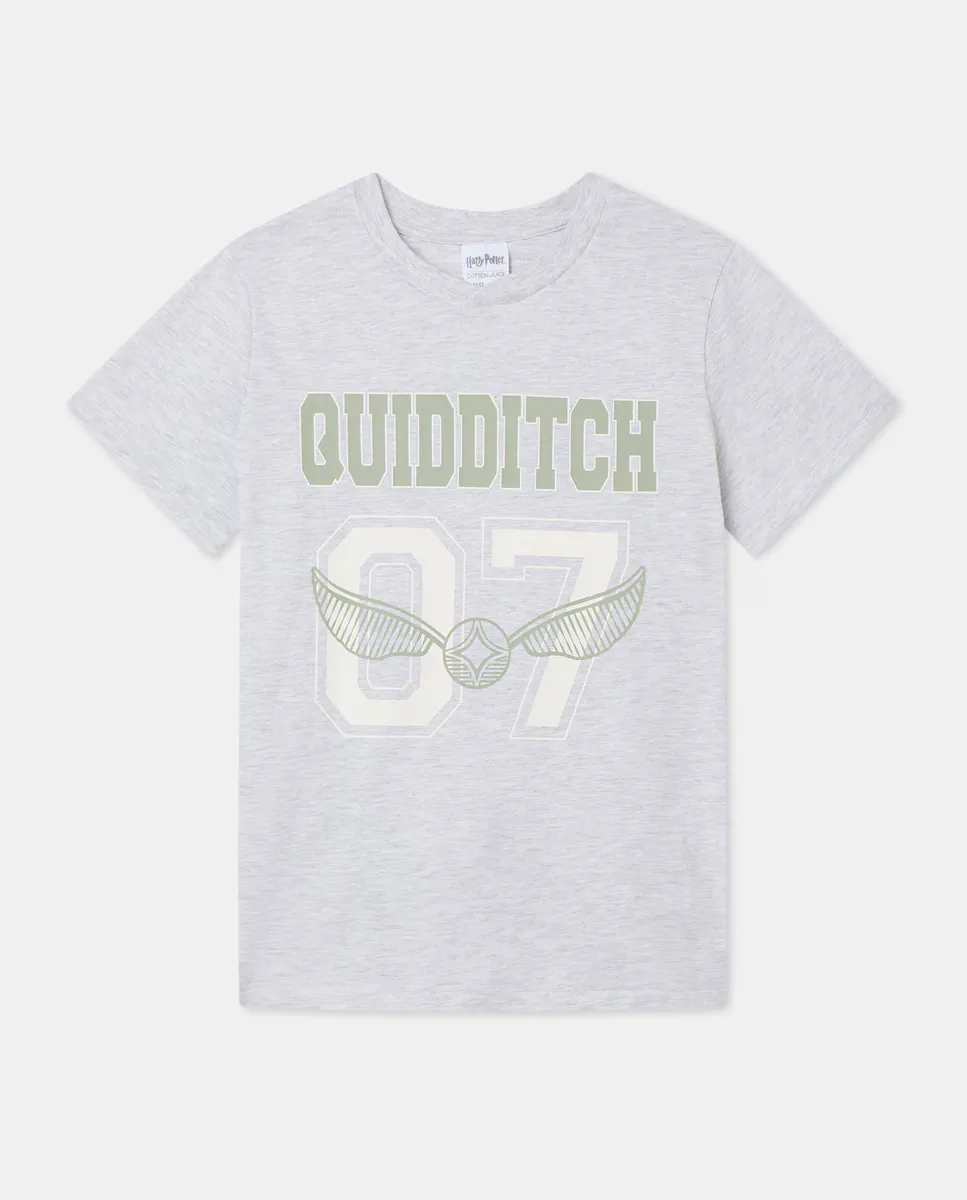 Футболка пижамная для мальчиков с изображением Гарри Поттера и квиддича Cotton Juice, серый 
Футболка пижамная для мальчиков с изображением Гарри Поттера и квиддича Cotton Juice, серый