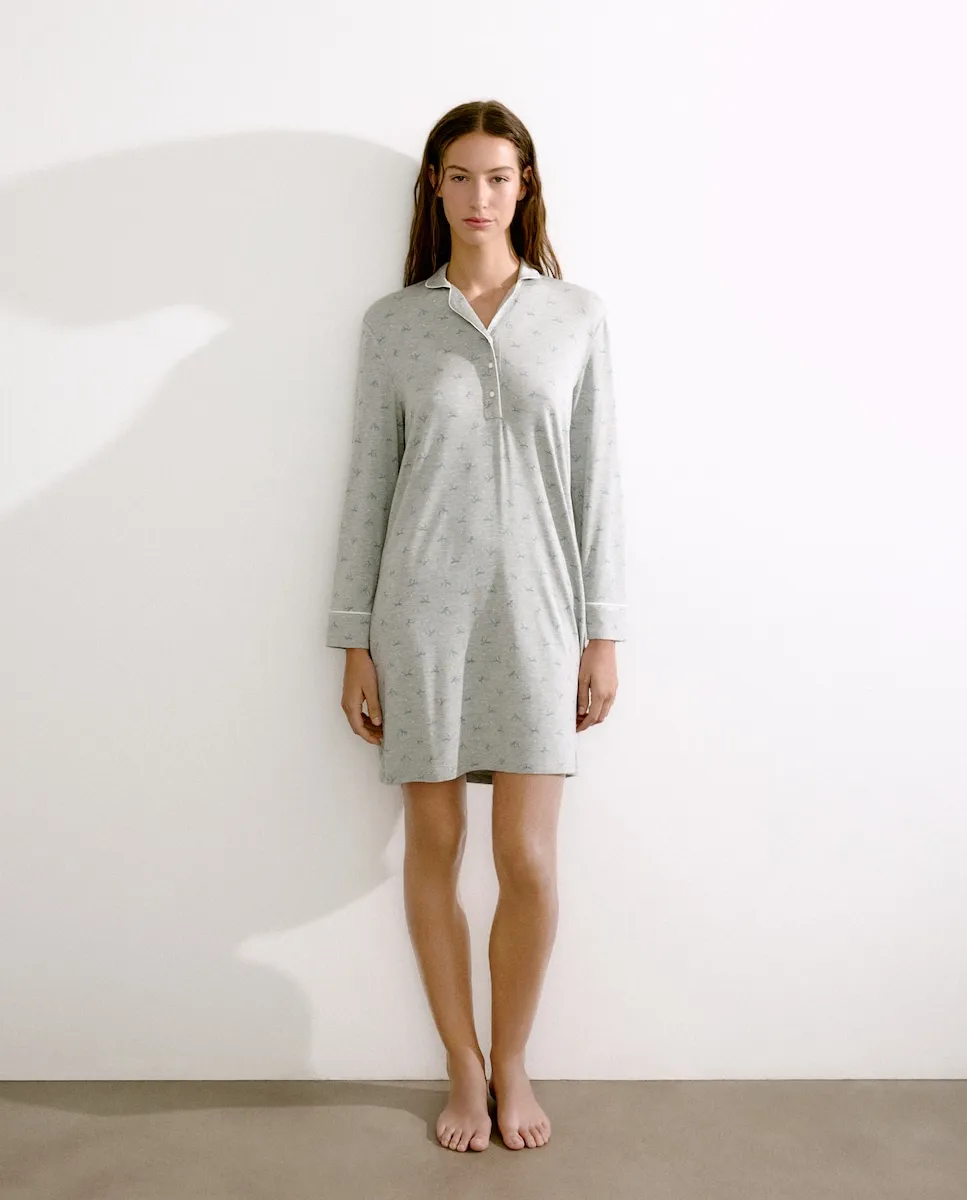 Ночная рубашка с рисунком и воротником поло Énfasis, белый
Ночная рубашка с рисунком и воротником поло Énfasis, белый