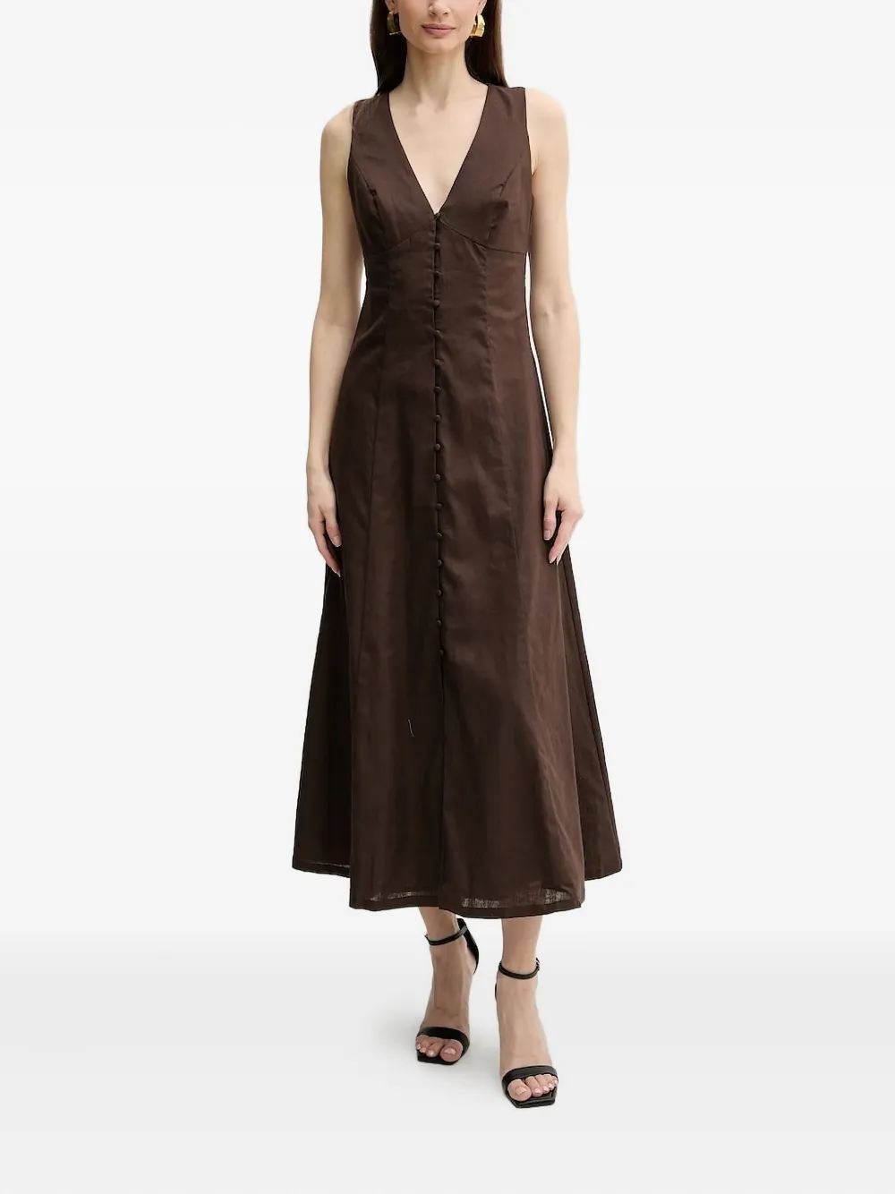 Платье миди на пуговицах Bardot, коричневый
Платье миди на пуговицах Bardot, коричневый