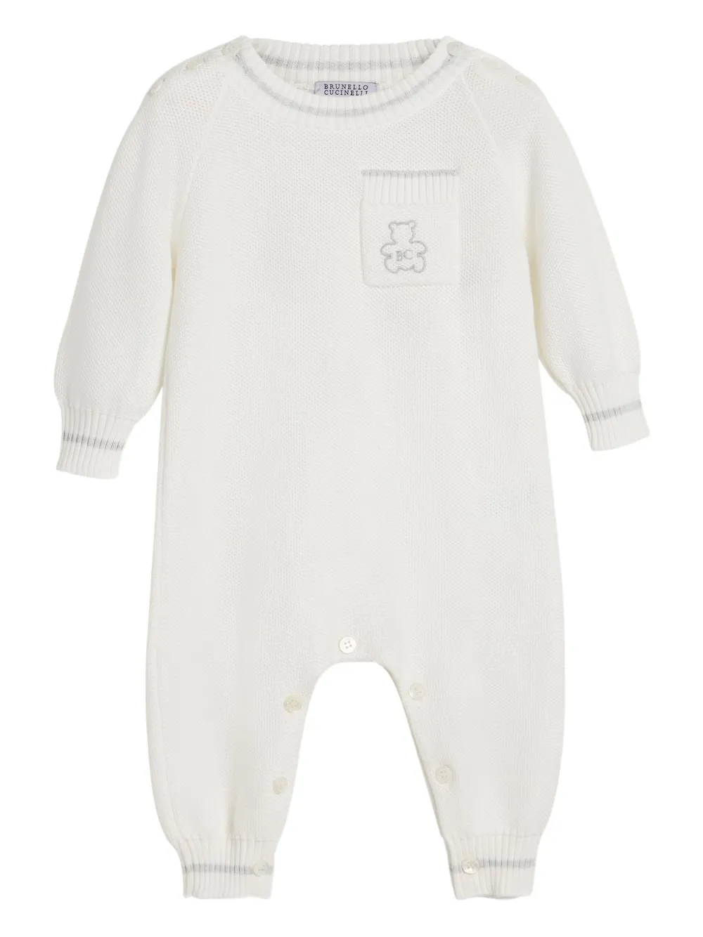 Ромпер с вышитым логотипом Brunello Cucinelli Kids, белый
Ромпер с вышитым логотипом Brunello Cucinelli Kids, белый