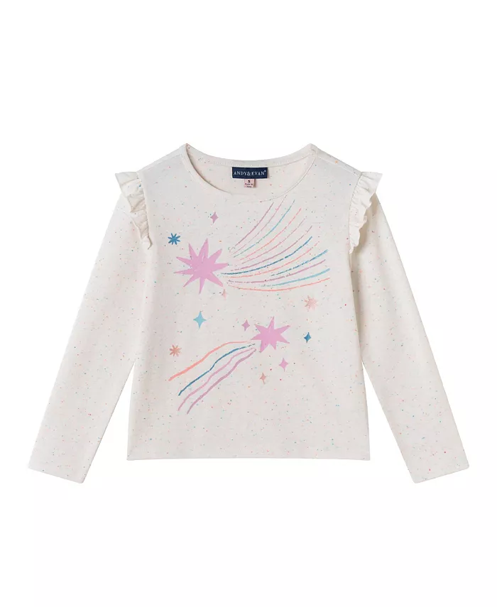 Футболка с оборками на рукавах и принтом «Падающие звезды» для девочек Andy & Evan, коричневый/бежевый
Футболка с оборками на рукавах и принтом «Падающие звезды» для девочек Andy & Evan, коричневый/бежевый