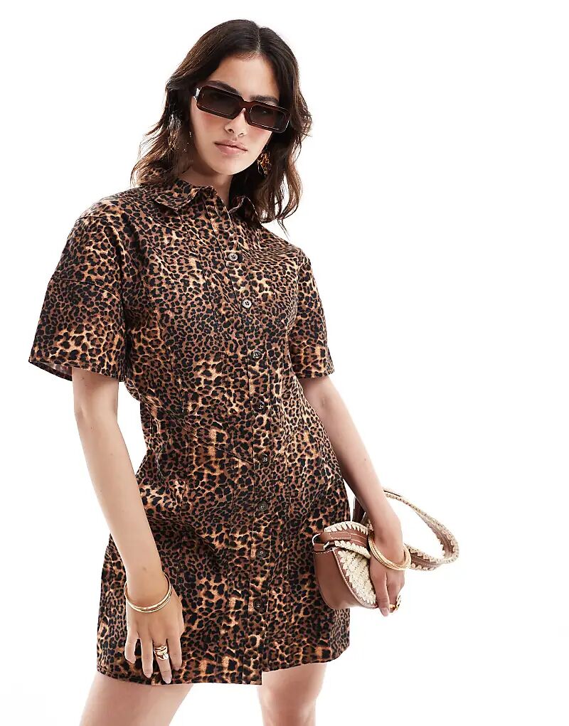 Мини-платье-рубашка из твила с отделкой швами в анималистичном стиле ASOS DESIGN
Мини-платье-рубашка из твила с отделкой швами в анималистичном стиле ASOS DESIGN