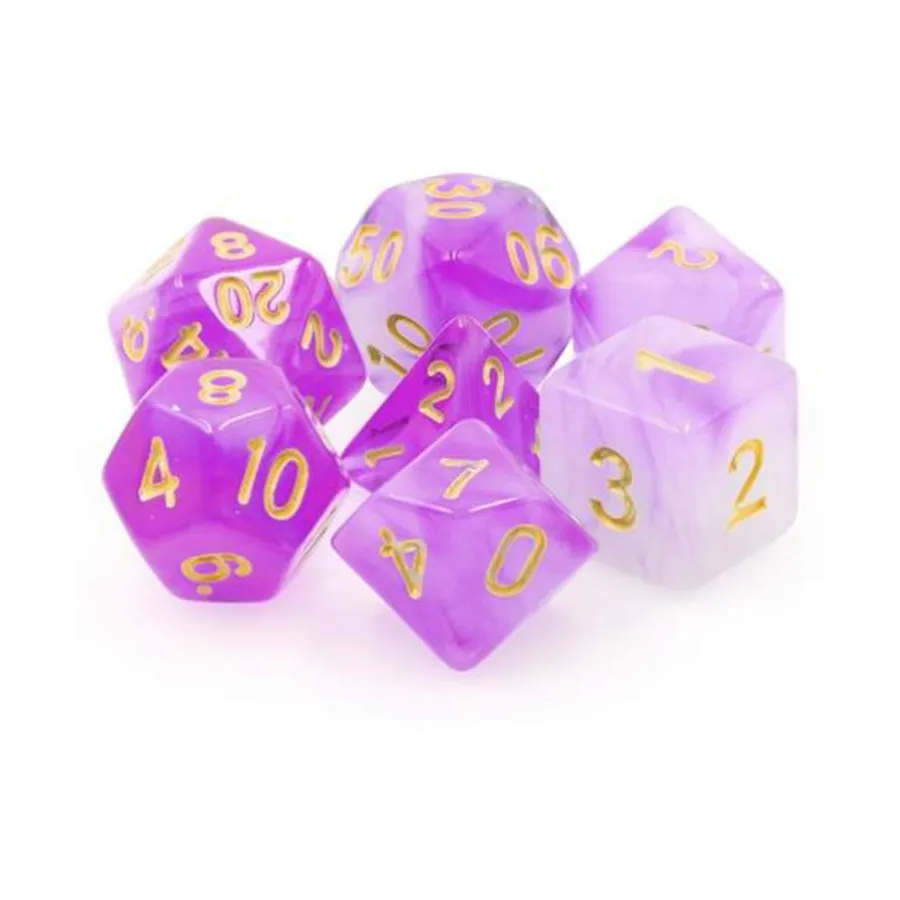 Набор Poly — фиолетовый молочный с золотом (7), Dice Sets - Resin/Acrylic - Blue, Green, & Purple (Foam Brain Games)
Набор Poly — фиолетовый молочный с золотом (7), Dice Sets - Resin/Acrylic - Blue, Green, & Purple (Foam Brain Games)