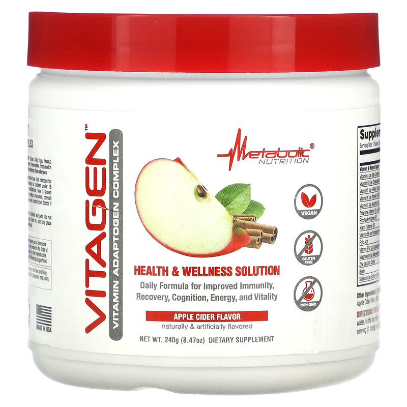 Metabolic Nutrition, VitaGen, яблочный сидр, 240 г (8,47 унции)
Metabolic Nutrition, VitaGen, яблочный сидр, 240 г (8,47 унции)