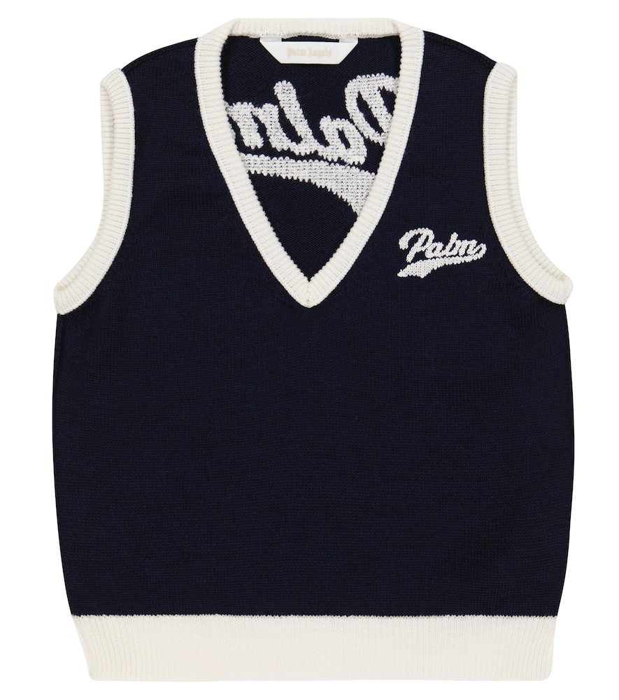 Вязаный жилет из шерсти с логотипом Palm Angels Kids, Navy Blue
Вязаный жилет из шерсти с логотипом Palm Angels Kids, Navy Blue