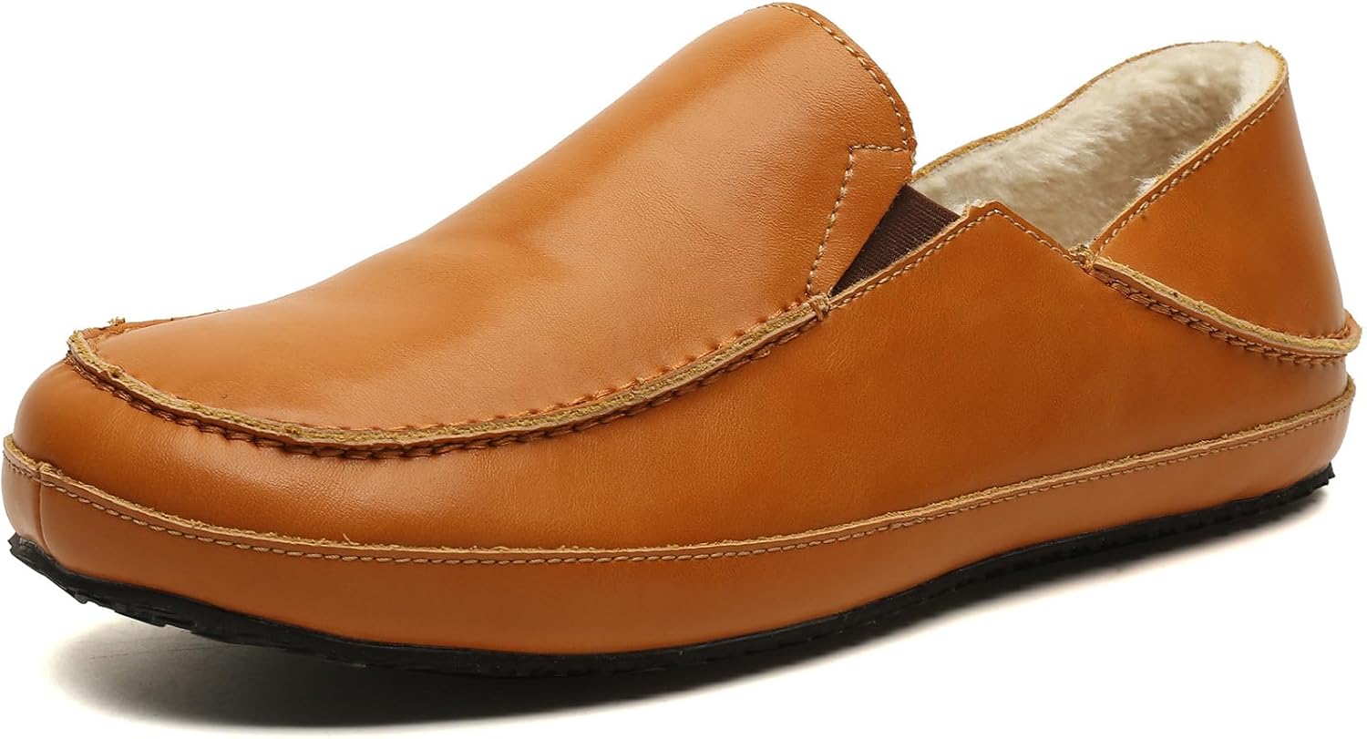 Мужские тапочки из премиальной кожи, теплые и уютные домашние тапочки для мужчин, с легким заходом, задником на пятке, с меховой подкладкой, подходят для использования дома и на улице, нескользящие лоферы Tetsuo, желтый
Мужские тапочки из премиальной кожи, теплые и уютные домашние тапочки для мужчин, с легким заходом, задником на пятке, с меховой подкладкой, подходят для использования дома и на улице, нескользящие лоферы Tetsuo, желтый