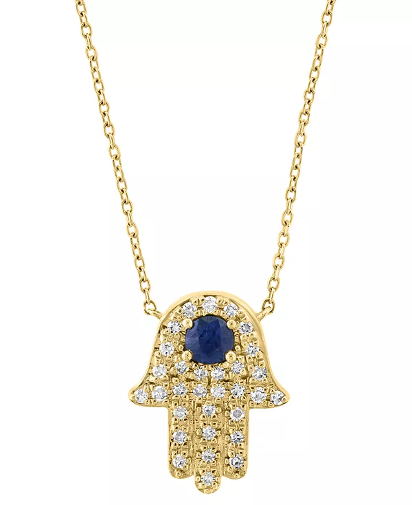 Ожерелье с подвеской в виде руки хамсы длиной 18 дюймов из 14-каратного желтого золота с синим сапфиром (1/4 карата) и бриллиантом (1/6 карата) Effy Collection, sapphire, Синий, Ожерелье с подвеской в виде руки хамсы длиной 18 дюймов из 14-каратного желто
Ожерелье с подвеской в виде руки хамсы длиной 18 дюймов из 14-каратного желтого золота с синим сапфиром (1/4 карата) и бриллиантом (1/6 карата) Effy Collection, sapphire, Синий, Ожерелье с подвеской в виде руки хамсы длиной 18 дюймов из 14-каратного желто