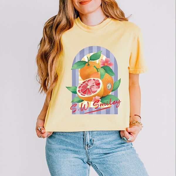 SWSmiley fruits and stripes - женский бокси кроп-топ с принтом Simply Sage Market, Butter
SWSmiley fruits and stripes - женский бокси кроп-топ с принтом Simply Sage Market, Butter